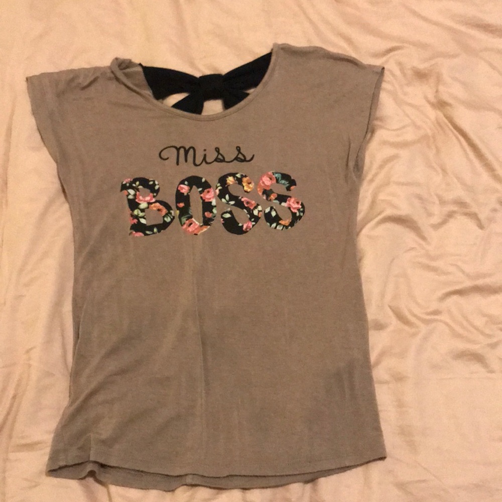 Dark nude top.